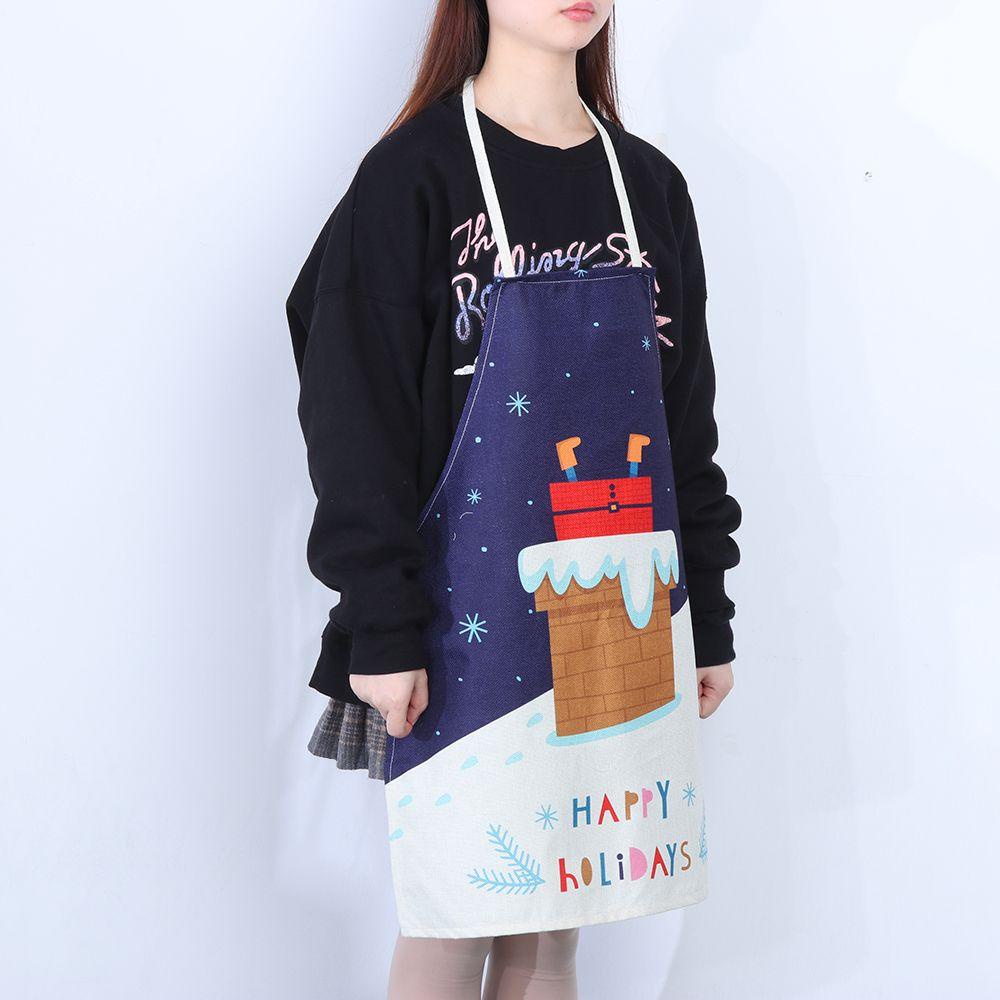 CONOPERY Tạp Dề Cotton Lanh Phong Cách Giáng Sinh Xinh Xắn