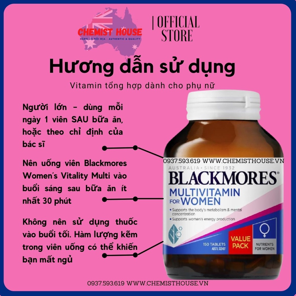 [Hàng chuẩn Úc] Vitamin tổng hợp cho phụ nữ Blackmores Multivitamin for Women DATE 2022 THANH LÝ