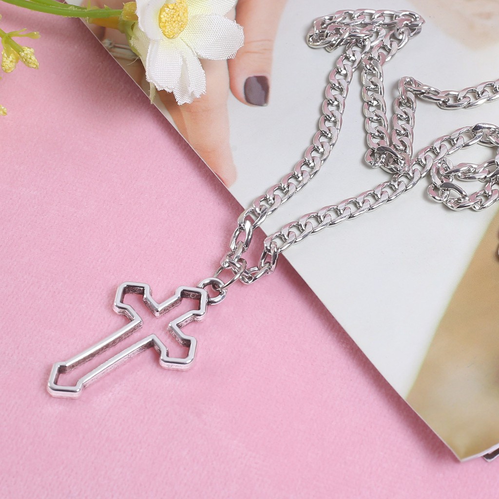 Dây chuyền kim loại phối mặt chữ thập thời trang Hàn Quốc cá tính | BigBuy360 - bigbuy360.vn
