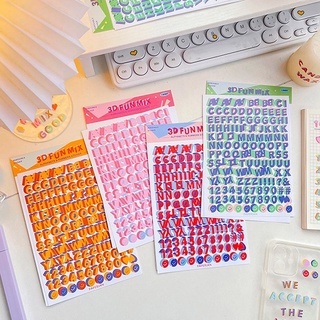 Sticker chữ cái 3D nhãn dán trang trí sổ bullet, toploader cách điệu Gumihoo