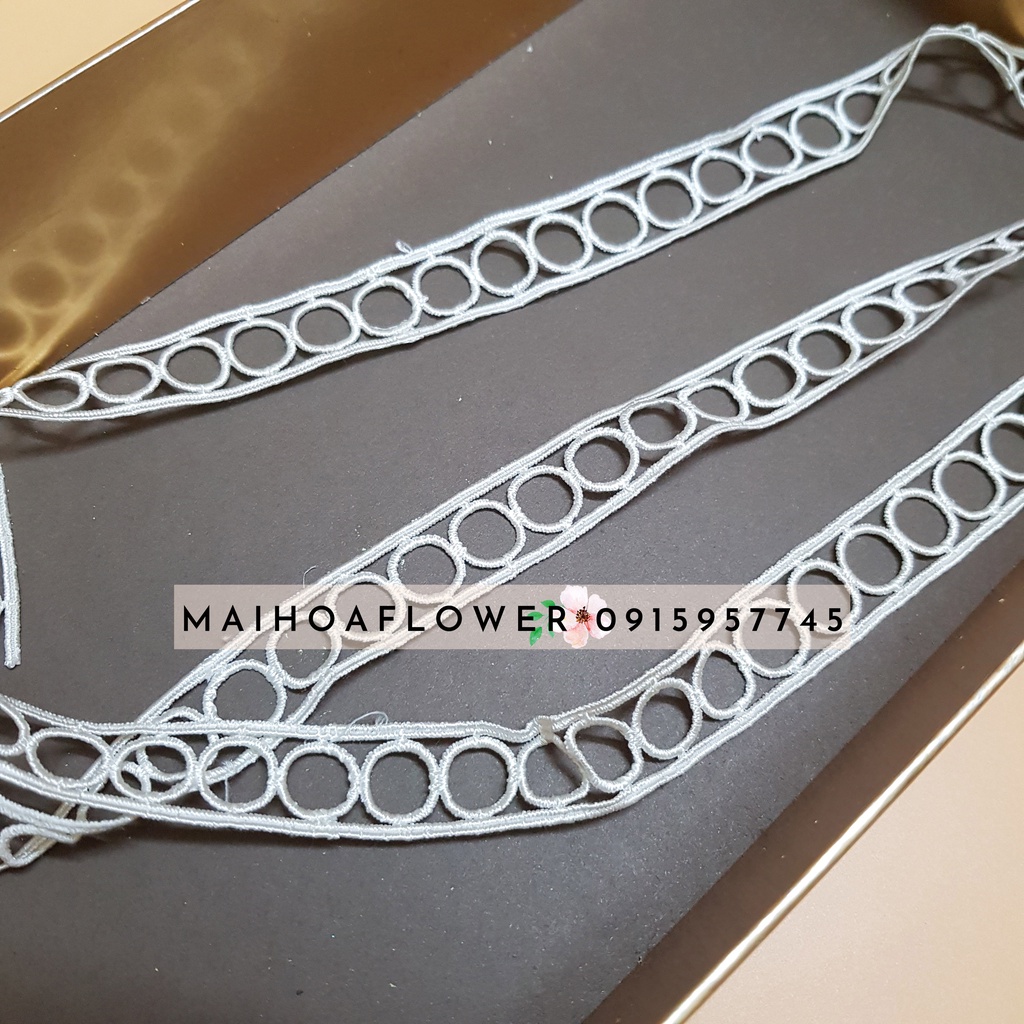 RC19 Cuộn 12 mét dây viền ren thuê hoa hình lỗ tròn dùng trang trí váy áo Maihoaflower