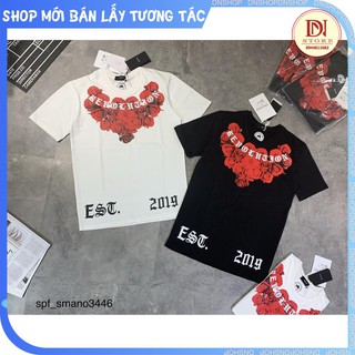 áo thun nam hoa hồng đỏ in 2 mặt ,áo phông nam nữ Mikenco nhẹ không bai nhão phong cách hàn quốc  ,chất cotton