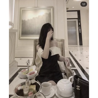 Đầm trễ vai nơ lưng trắng ⚜️