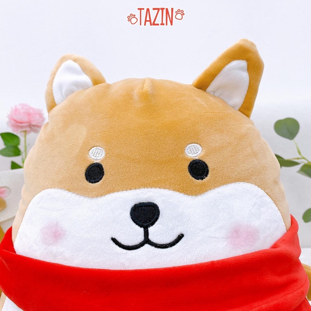 Gấu Bông Chó Shiba Đứng Quàng Khăn Dễ Thương Chất Lương Cao Tazin