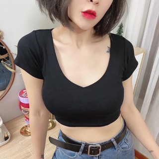 [Xả kho cắt lỗ] Áo croptop cổ tim sexy [Ảnh Thật]