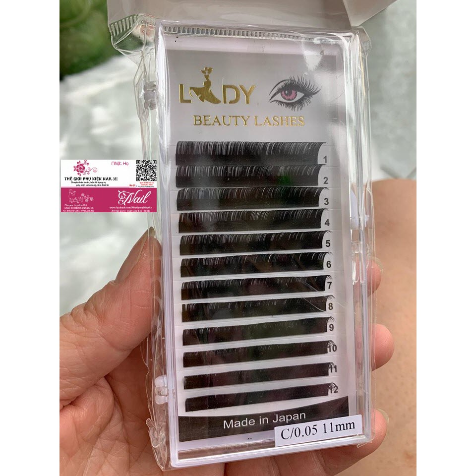 Mi Khay Lady Độ Cong C/CC độ dày 0.05 Volumn Classic Tạo Fan Nối Mi Đủ Các Độ Dài - Lẻ 1 Khay