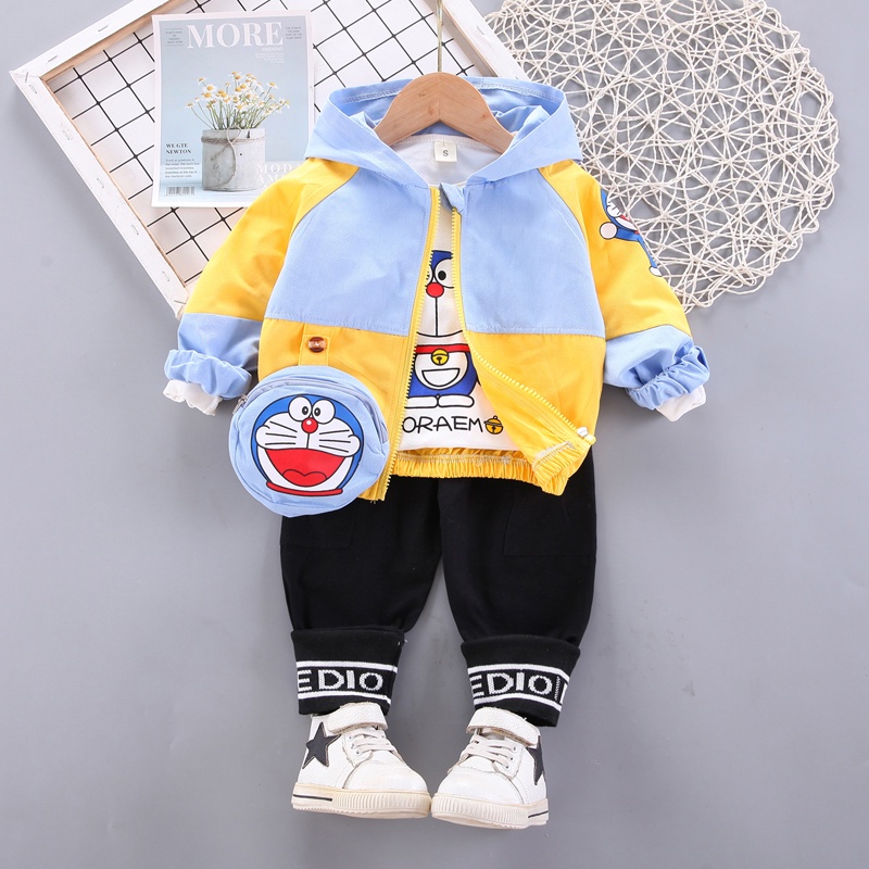 Set Đồ Thể Thao 3 Món Gồm Áo Khoác Hoodie In Hình Doraemon Và Quần Dài Thời Trang Xuân Thu Mới Cho Bé