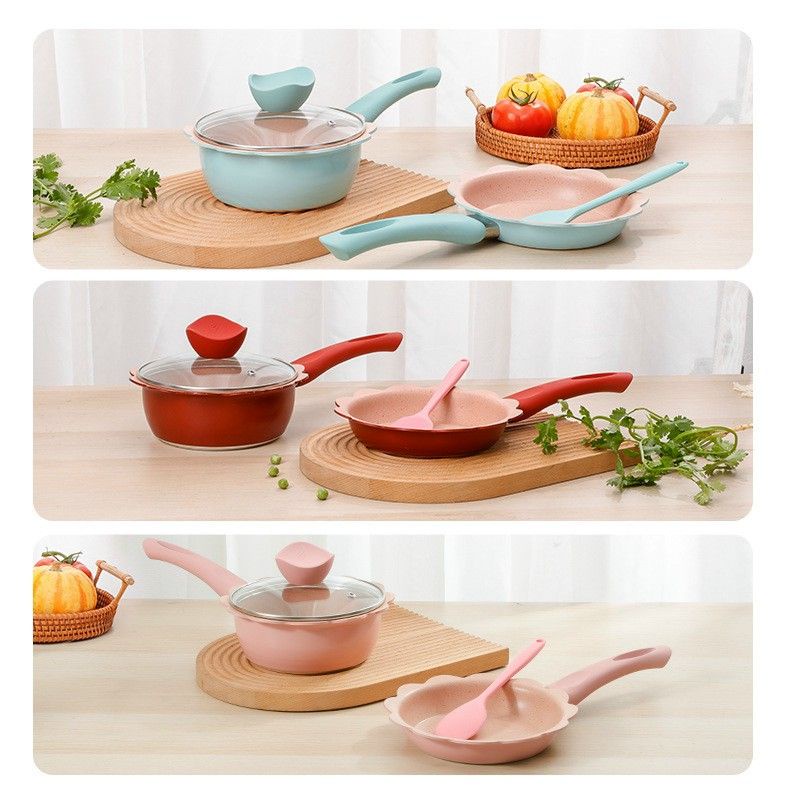 FamiShop Bộ nồi chảo đá hình hoa cao cấp kích thước 16cm