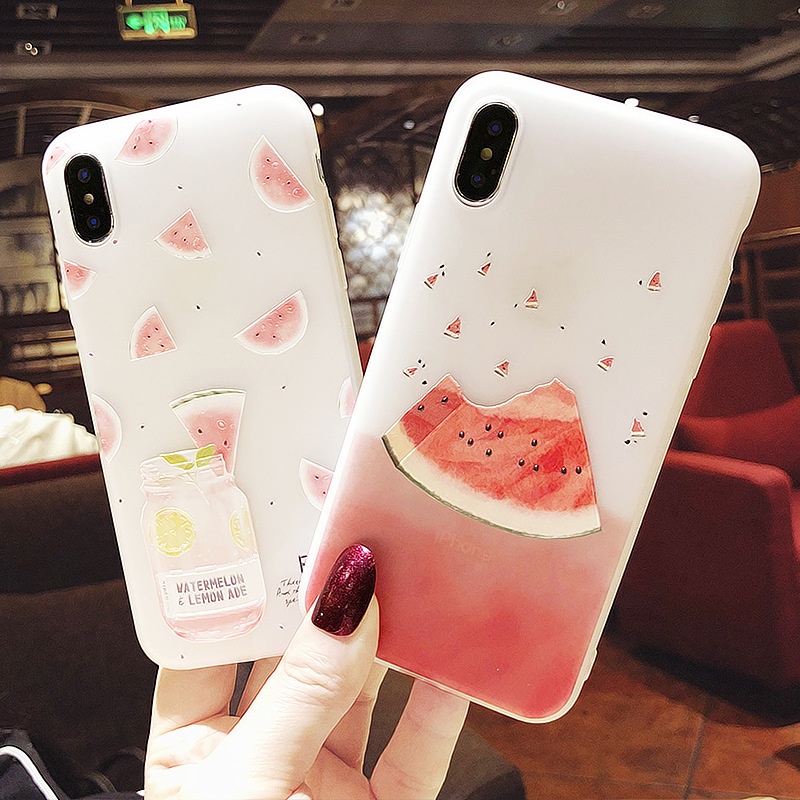 Ốp Điện Thoại Silicon Mềm Họa Tiết Dưa Hấu Mùa Hè Cho Iphone 11 8 12 13 xr