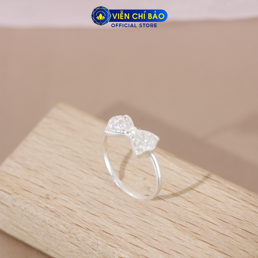 Nhẫn bạc nữ hình nơ đính đá chất liệu bạc 925 thời trang phụ kiện trang sức Viễn Chí Bảo N400884