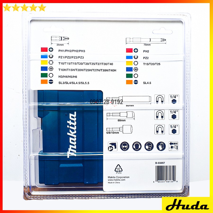 Bộ mũi vít nhiều màu Makita 43 chi tiết B-55697