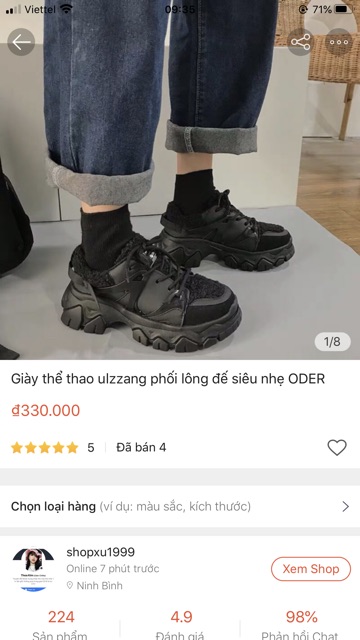 Giày thể thao ulzzang phối lông đế siêu êm oder kèm đánh giá