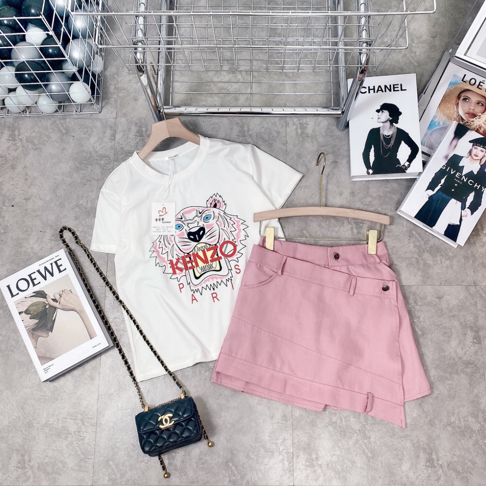 Set chân váy thêu hổ 7 màu hồng năng động cá tính LT160 0222