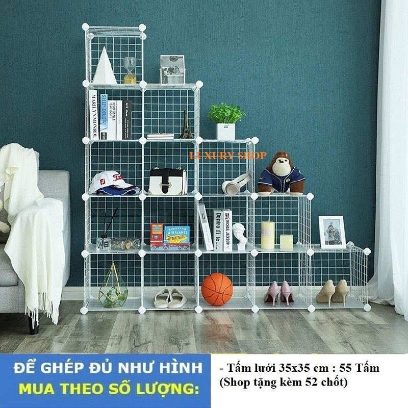 (Tặng 100 Chốt,Búa) Sỉ SLL 100 Tấm Lưới Thép Kích Thước 35x35 Hai Màu Đen Trắng