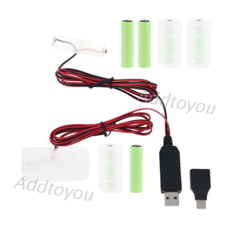 USB/Type C Mains Convert to AA+D Size Battery Eliminator Replace 1-4pc Battery