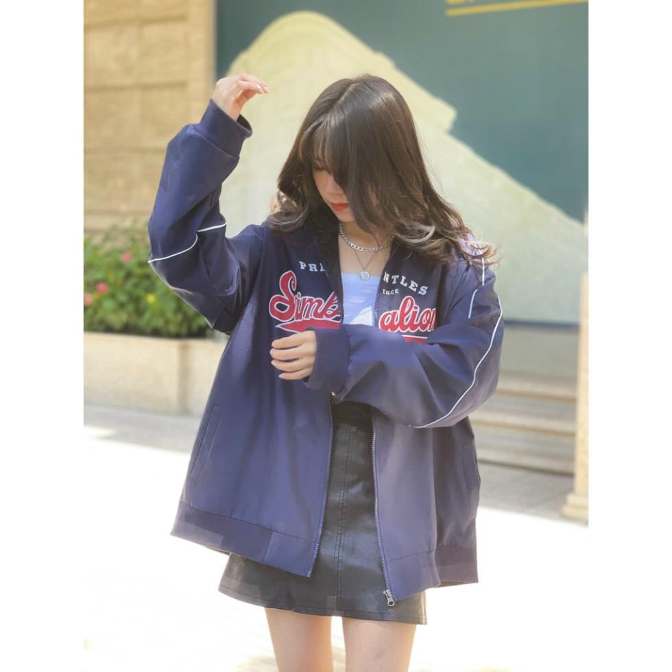 Áo Khoác Bomber Jacket Dù 2 Lớp SIMBA Varsity Form Rộng Nam Nữ Unisex Phong Cách Hàn Quốc Ulzzang