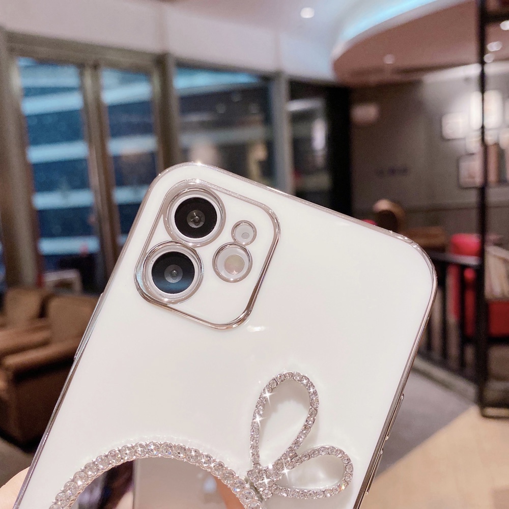 Ốp điện thoại với giá đỡ mặt gương hình tai thỏ đáng yêu thích hợp cho Iphone 12 11 Pro Max 13 pro Max  X