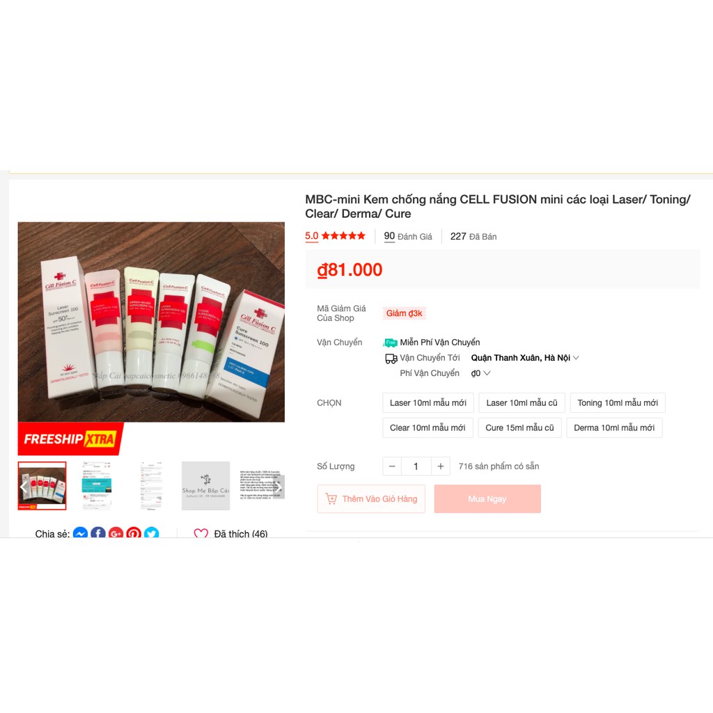 MBC-mini Kem chống nắng CELL FUSION mini các loại Laser/ Toning/ Clear/ Derma/ Cure | BigBuy360 - bigbuy360.vn