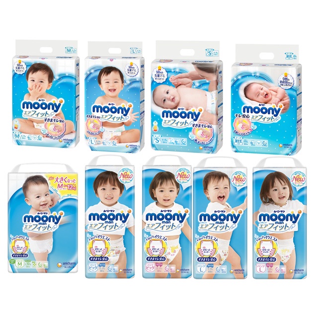 Bỉm Moony FREESHIP Moony Nội Địa Nhật Chính Hãng Cộng Miếng/Natural Đủ Dòng Dán/Quần Đủ Size NB96/S90/M68/L58/L50/XL44