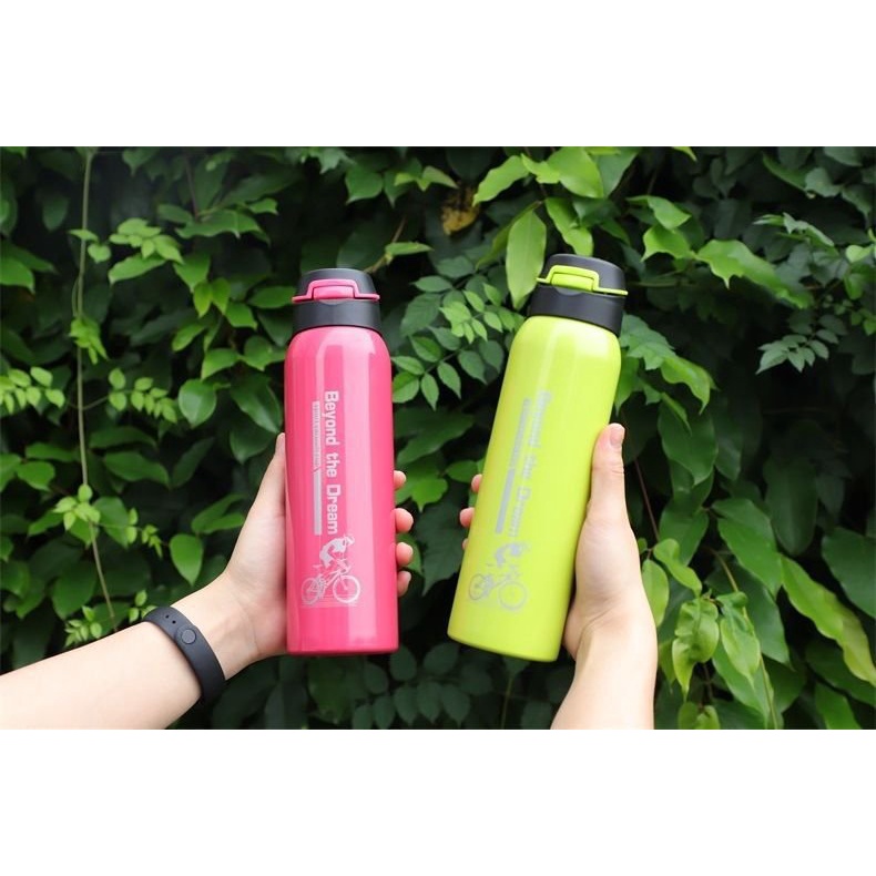 Bình giữ nhiệt, bình nước tập gym đạp xe thể thao chất liệu inox304 cao cấp 500ml an toàn HT Sports