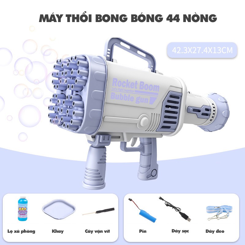 Súng Bắn Bong Bóng 44 Lỗ - Máy Phun Bong Bóng Siêu Cấp Cổng Sạc Điện - Smarthome Toys