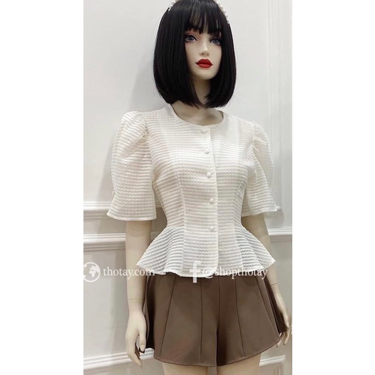 Áo peplum xốp tay ngắn sang chảnh