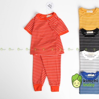 Đồ Bộ Bé Gái, Bé Trai Minky Mom Vải Thun Lạnh Hoạ Tiết Kẻ Ngang, Bộ Dài Tay Cho Bé Mặc Nhà MKMTD2107