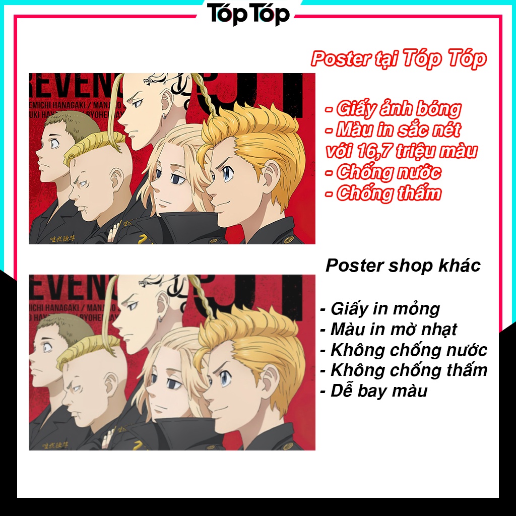 Poster anime Tokyo Revengers, tranh dán tường poster manga decor góc học tập TR