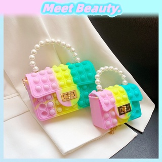 Pop It Túi Xách Tote Đựng Đồ Chơi Bóng Phồng Có Dây Đeo Đính Ngọc Trai Dễ Thương Cho Phụ Huynh Và Bé Phụ Huynh