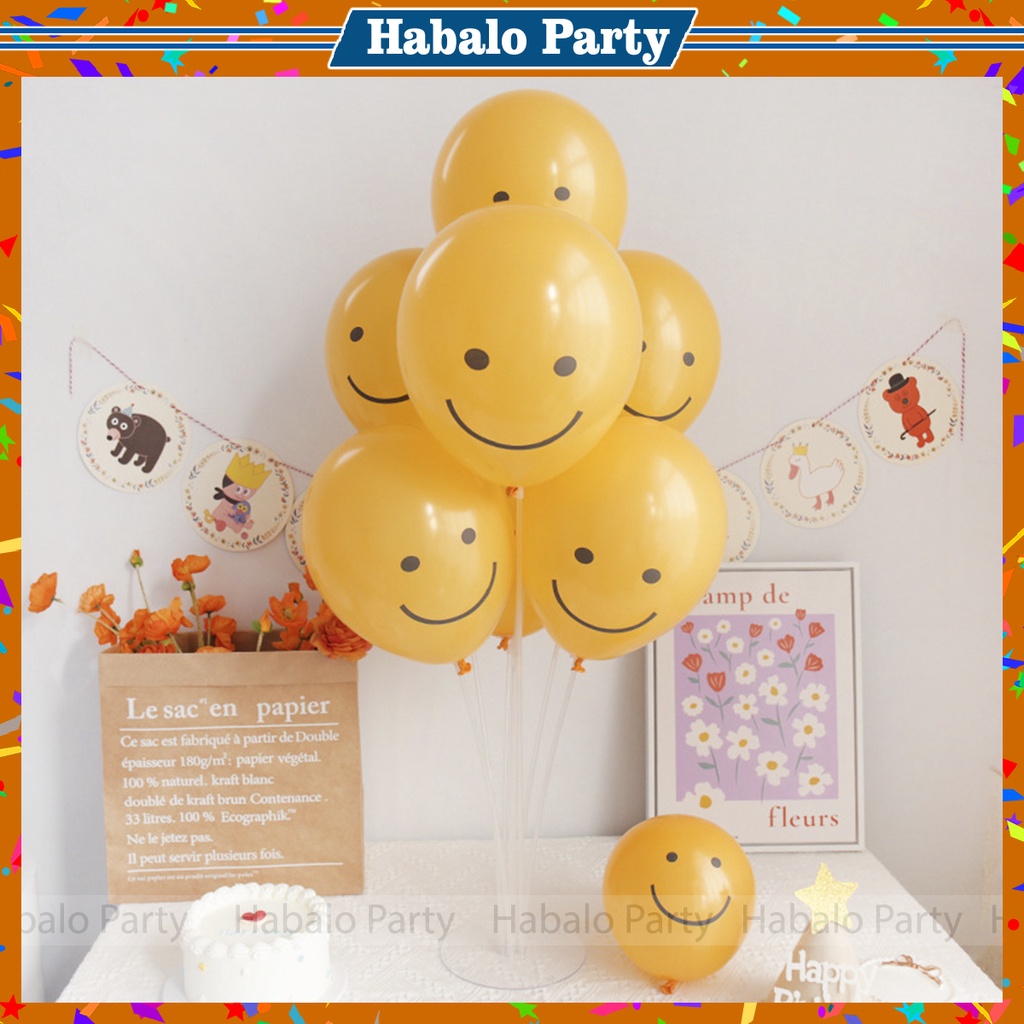Set 5 Bóng In Hình Mặt Cười Vàng Chanh Phong Cách Hàn Quốc