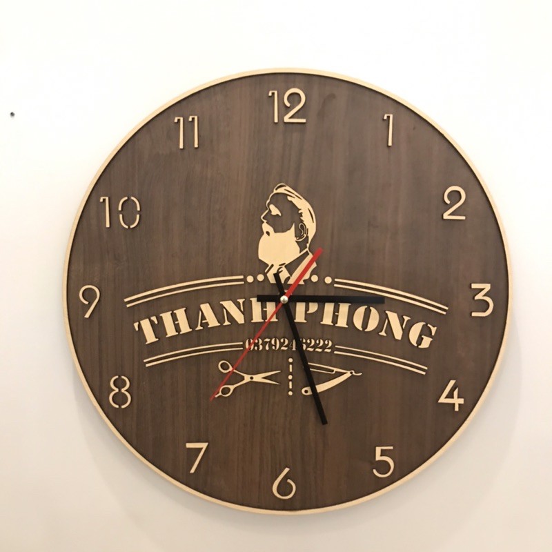 Đồng hồ gỗ khắc theo yêu cầu (quà tặng)