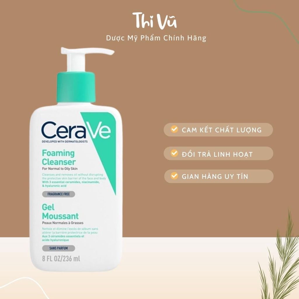Sữa rửa mặt cho da dầu mụn khô nhạy cảm Cerave Pháp - Thi Vũ