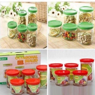 Bộ 5 hũ thủy tinh đựng gia vị