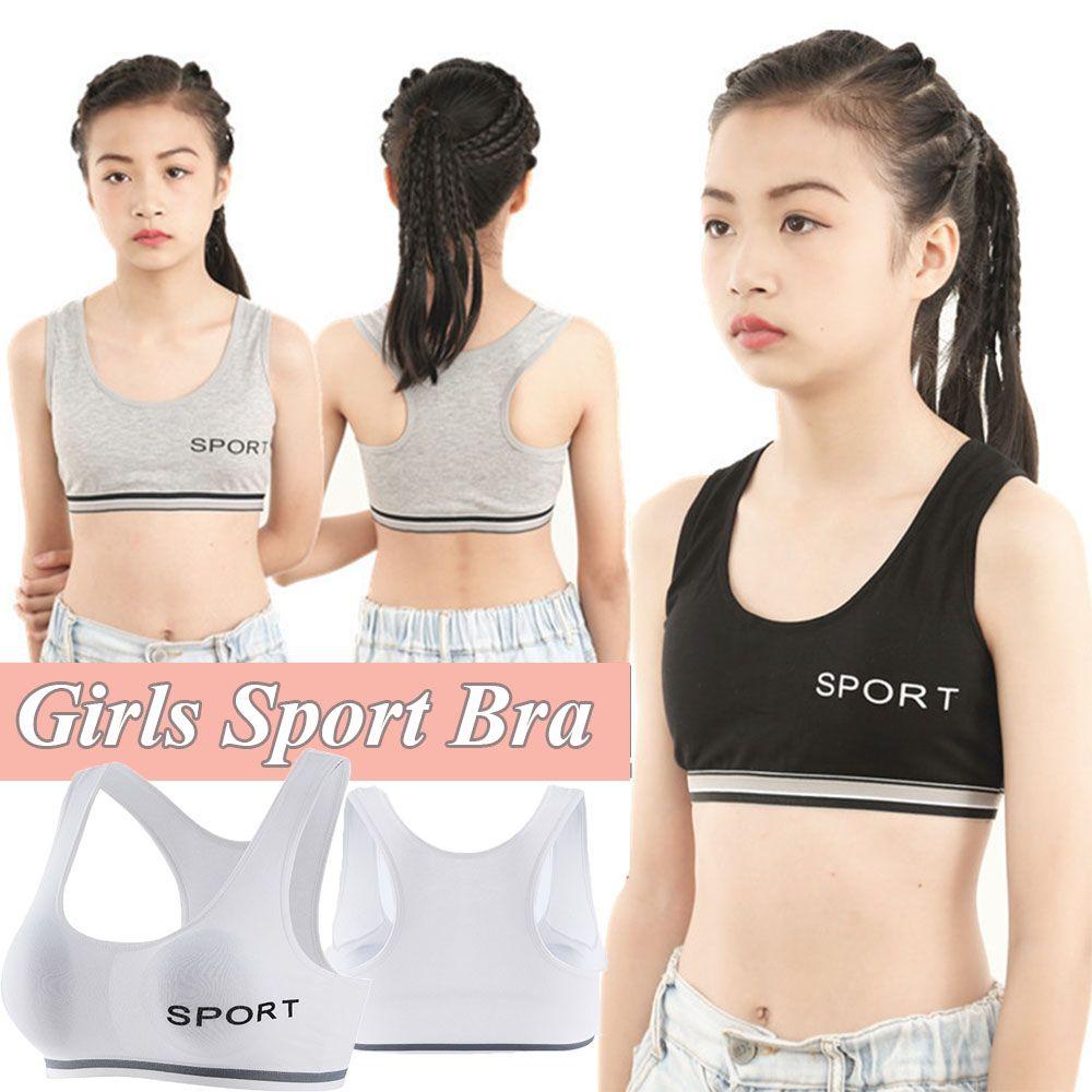 Áo Ngực Thể Thao Bằng Cotton Chống Nhìn Trộm Dành Cho Bé Gái 8-14 Tuổi