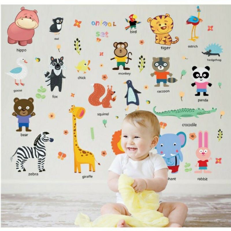 Đề can dán tường cho bé, hình ảnh ngộ nghĩnh, màu sắc tươi sáng