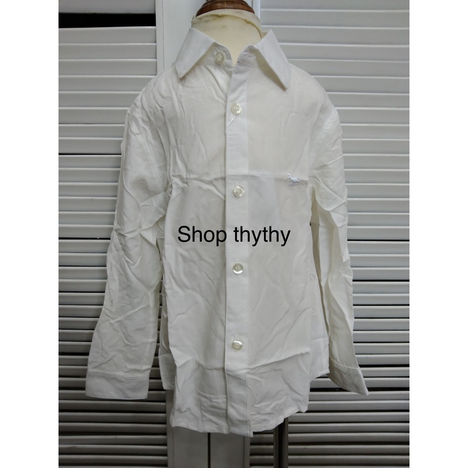 Áo sơ mi tay dài màu trắng dành cho bé trai 20 - 30 kg