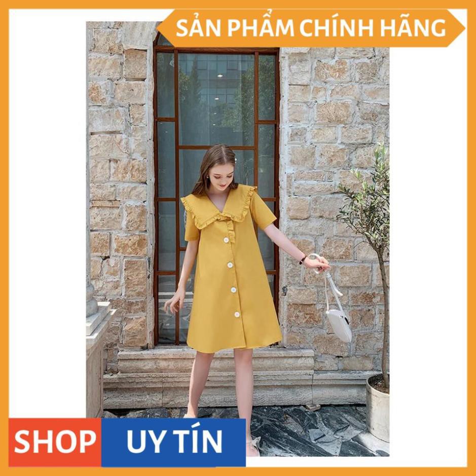 Đầm suông tay ngắn cổ viền bèo nút to, siêu XINH cực hot vừa cập bến giá rẻ vất ngờ nhà Thời Trang VADA ( | BigBuy360 - bigbuy360.vn