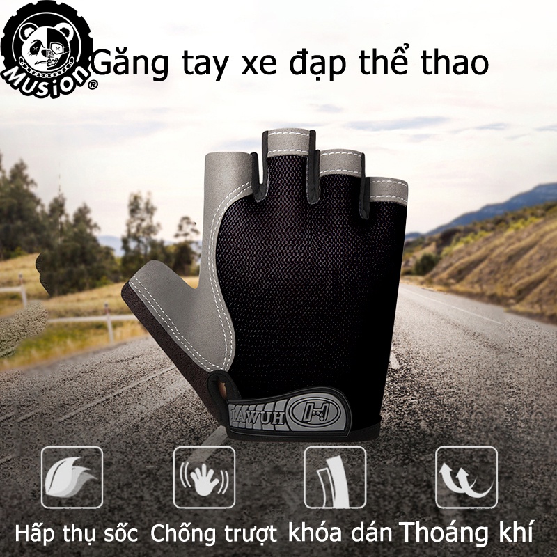 Găng tay thể thao hở ngón phối lưới thoáng khí