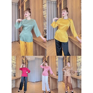 Set lam phối viền tay lỡ, set lam gấm đi chùa đi lễ, set lam vải đẹp giá rẻ