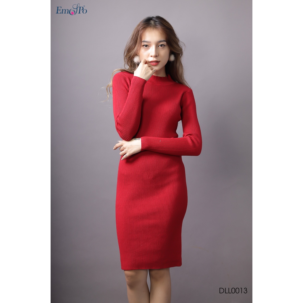 Đầm len Emspo dáng ôm, cổ cao 5 phân dễ phối đồ DLL0013