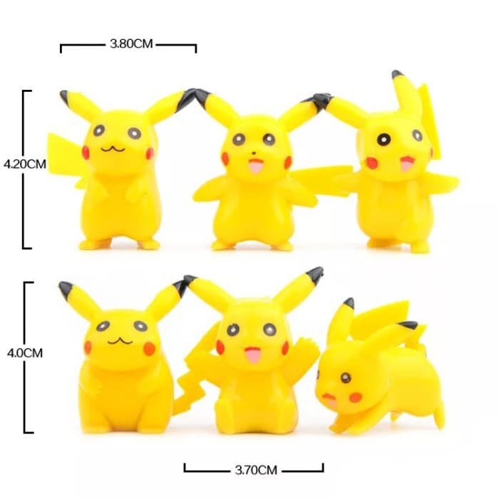 Set 6 Pikachu nhựa trang trí bánh kem, phụ kiện sinh nhật, đồ chơi cho bé, trưng bày