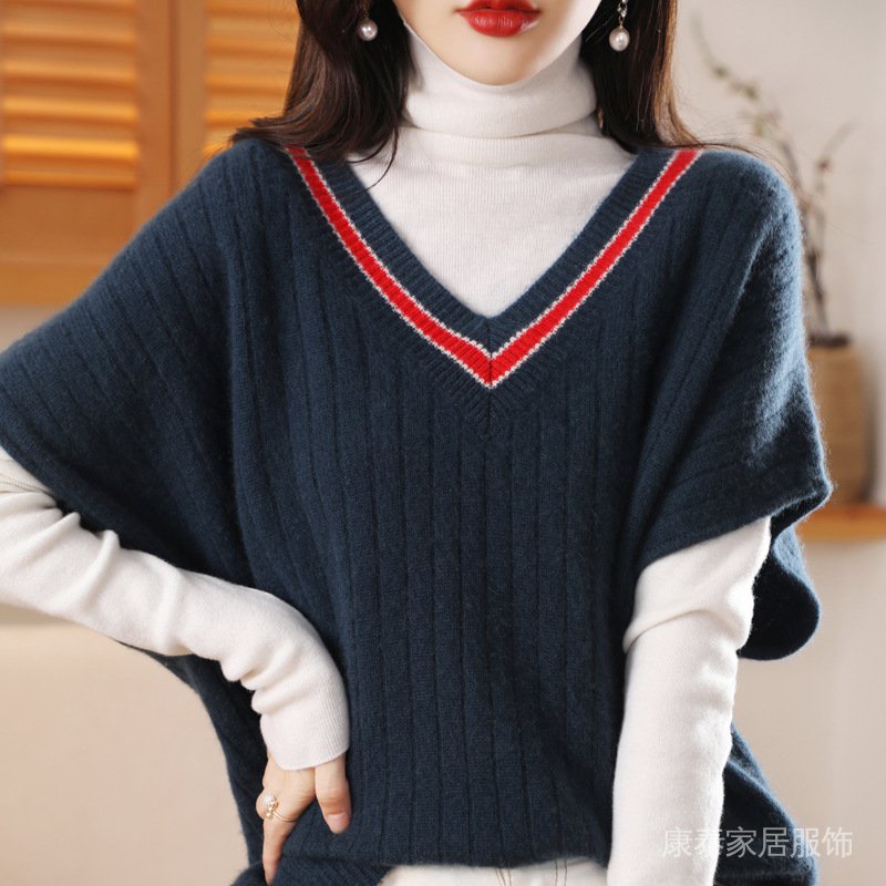 Thu Đông Mẫu Mới Áo Vest Cashmere NữVCổ Áo Rộng Rãi Phù Hợp Màu Áo Vest Len Dày Dệt Kim Đáy Ghi Lê Bên Ngoài | BigBuy360 - bigbuy360.vn