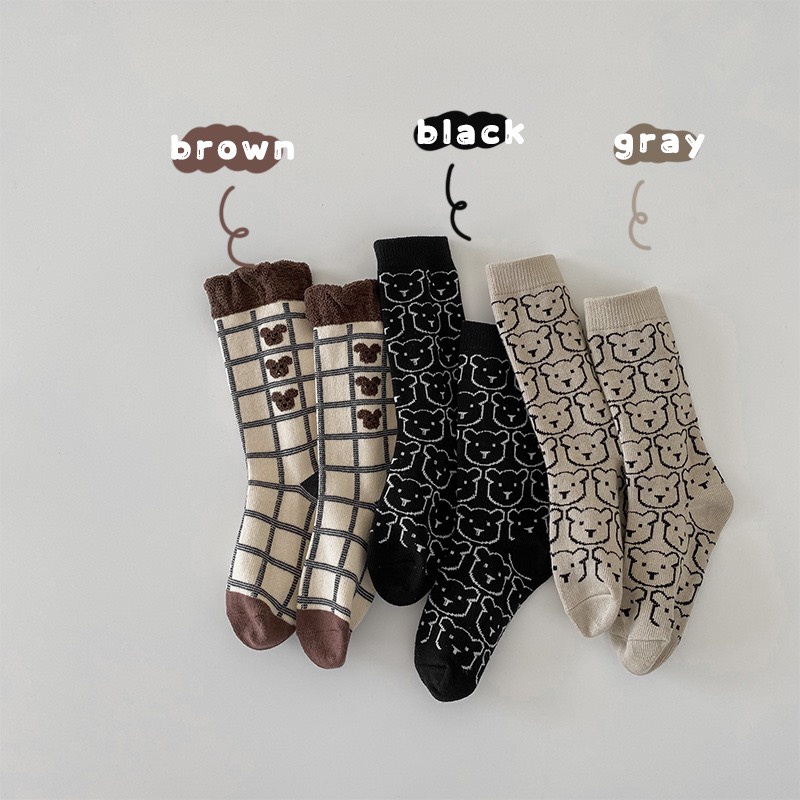 Sét 5 đôi tất len hình Gấu nâu cho bé