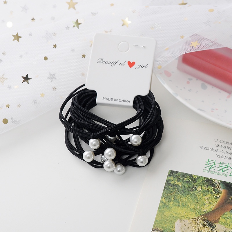 Set 10 Dây Buộc Tóc Co Giãn Đính Ngọc Trai Đơn Giản Sáng Tạo Cho Nữ