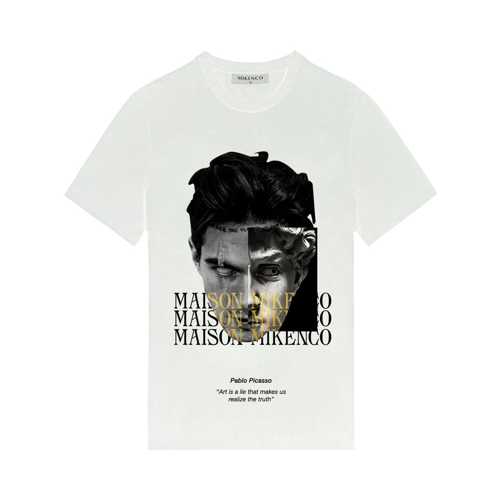 Áo phông Mikenco PABLO form rộng đẹp tay lỡ kiểu hàn quốc vải cotton HARIQUEEN - Áo thun tay lỡ nam nữ unisex freesize