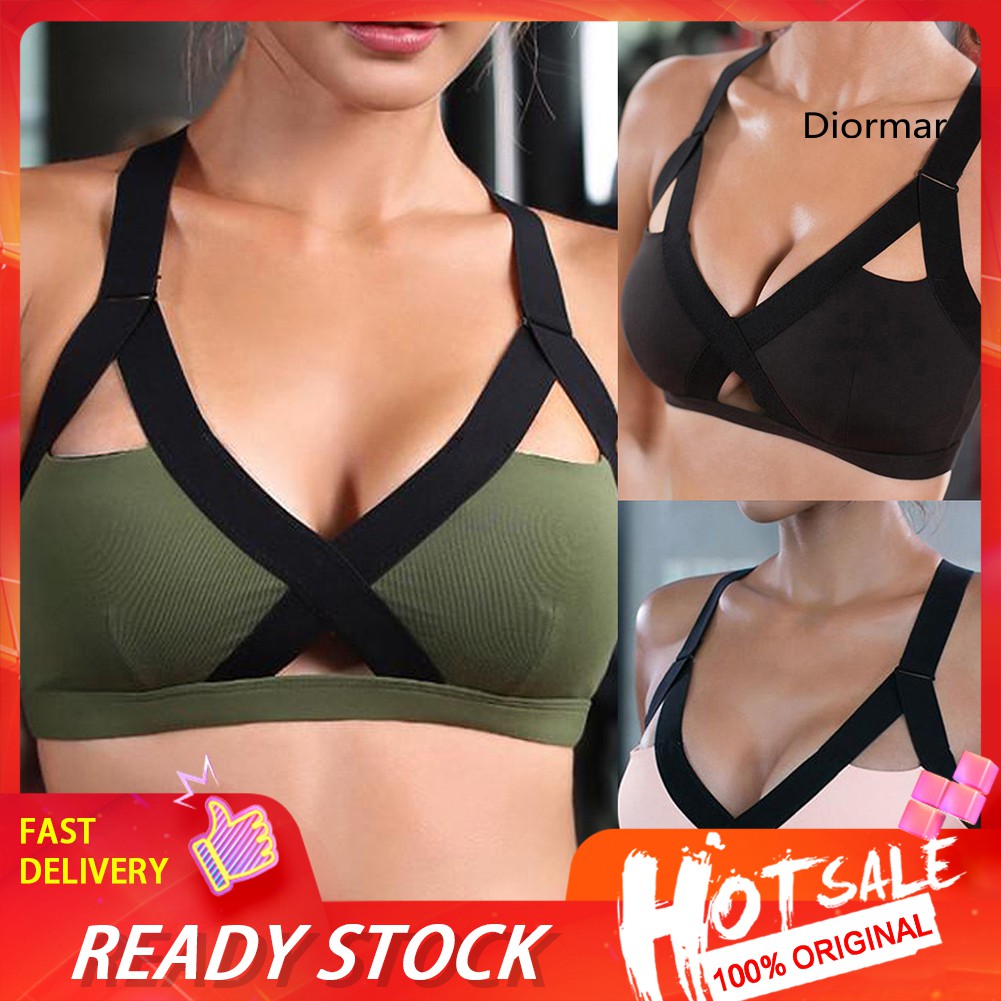 Áo Ngực Thể Thao Nữ Dây Chéo Có Đệm Màu