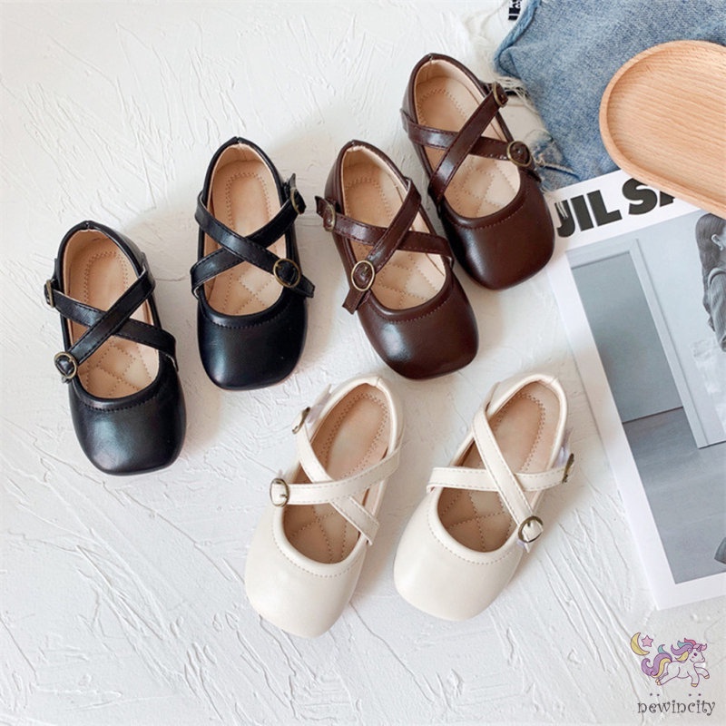 Giày Da Đế Mềm Phong Cách Hàn Quốc Cho Bé Gái
