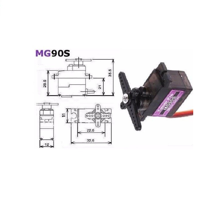 Servo MG90S siêu khoẻ - Động cơ servo bánh răng thép - Bảo hành 1 đổi 1