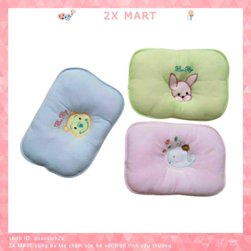 Gối Lõm sơ sinh cho bé Chống Méo đầu vải Bông mềm