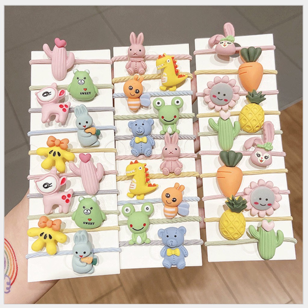 SET 10 Dây buộc tóc hoạt hình xinh cho bé gái cực Cute Phong cách hàn quốc BT01